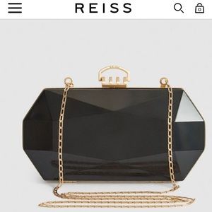 REISS London MINAUDIERE PERSPEX BOX CLUTCH BAG NWT BLACK/GOLD